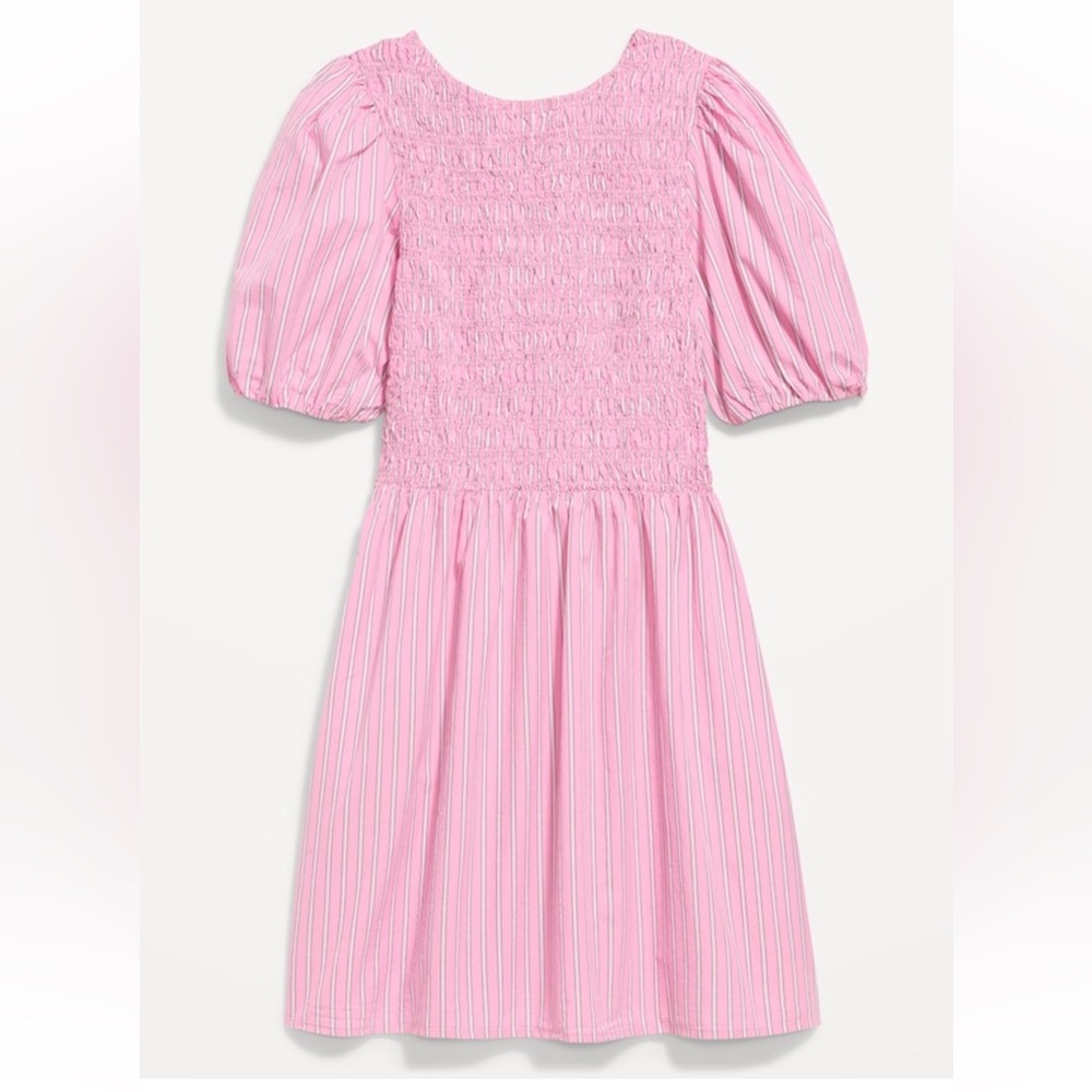 Coquette Barbiecore Pink Smocked Puff Sleeve Fit & Flare Mini Dress NWT M Summer - Picture 5 of 9
